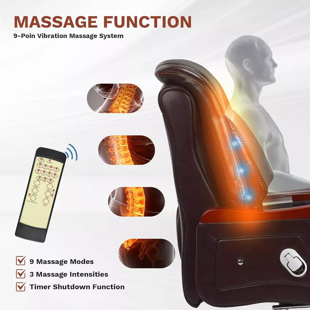 Luxury Leather Executive Office Chair with Massage and Footrest - DSARD