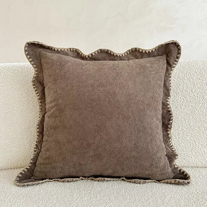 Cozy Scalloped Solid Pillow Cover – Stylish Home Decor - DSARD