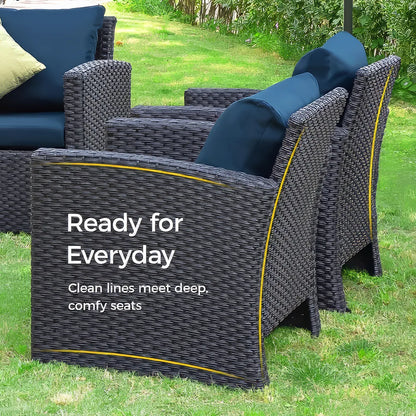 DSARD Luxury Wicker Outdoor Sectional Sofa Set - 4 Pieces