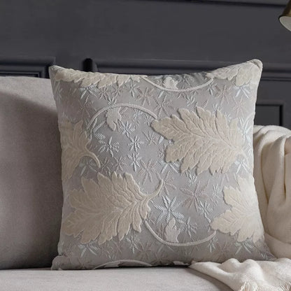 Luxury Embroidered Leaf Cushion Cover 18×18 Inch