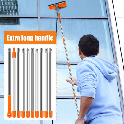 Window Squeegee Cleaner Kit with 13.78 FT Extension Pole - 2-in-1 Double-Sided Window Cleaning Tool