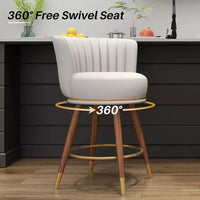 Leather Swivel Counter Height Bar Stools with Back and Footrest, Set of 4 - DSARD