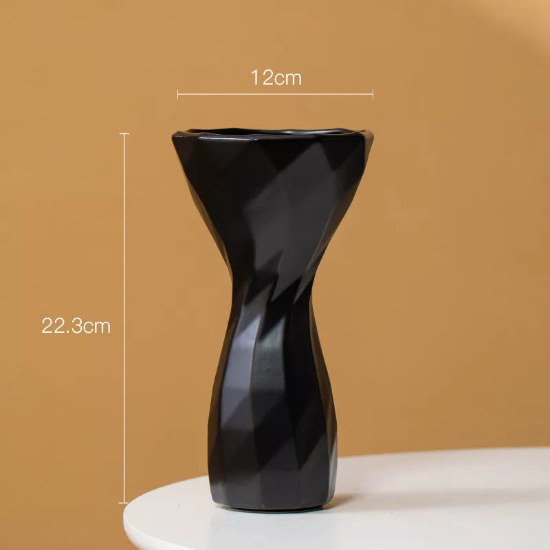 Geometric Ceramic Vase Chic Modern Centerpiece for Flowers and Home Décor
