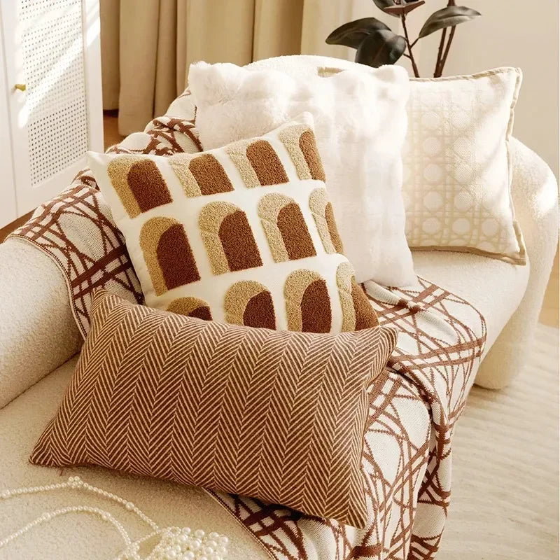 Cream Tassel Throw Pillow Cover 12×20/18×18 Inch – Boho Decorative Cushion - DSARD