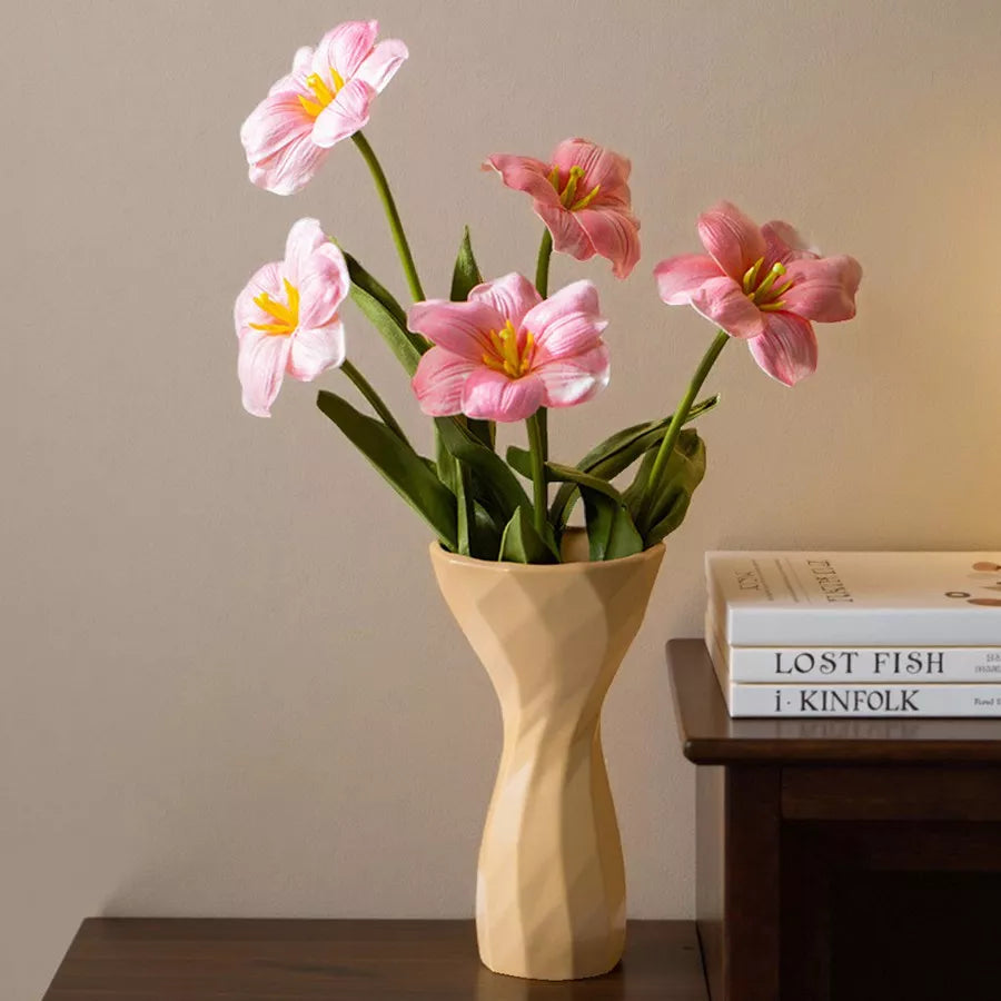 Geometric Ceramic Vase Chic Modern Centerpiece for Flowers and Home Décor