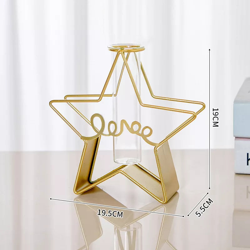 Elegant Metal Flower Vase with Silk Bouquet for Home & Wedding Decor