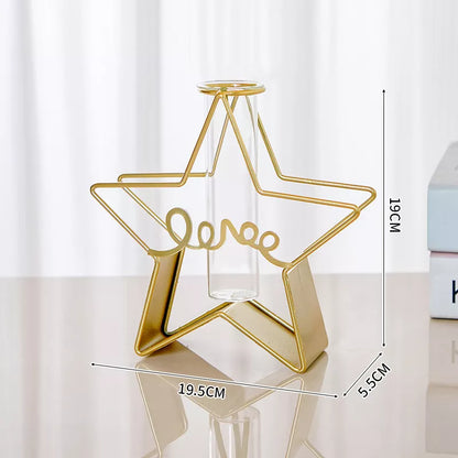 Elegant Metal Flower Vase with Silk Bouquet for Home & Wedding Decor