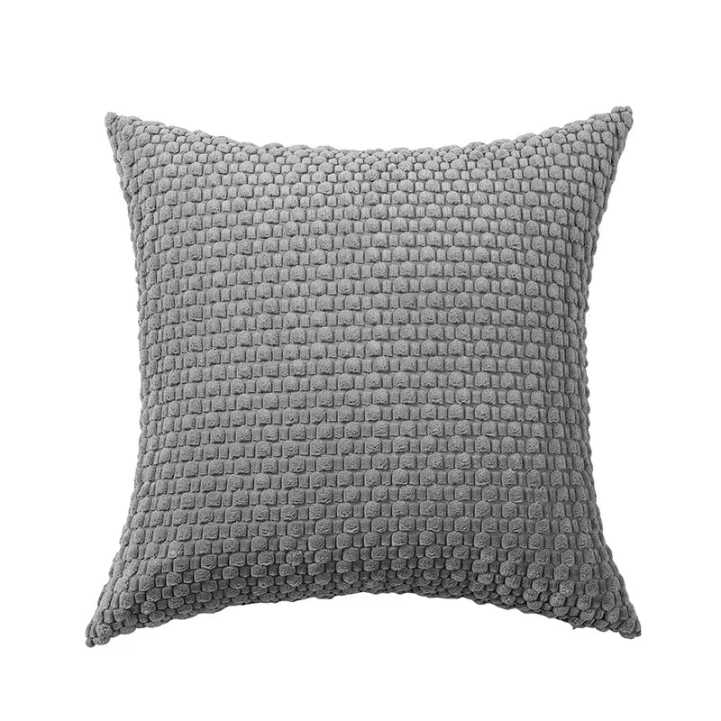 Modern Velvet Pillowcase with 3D Bubble Plush Wrap – Solid Color Cushion Cover