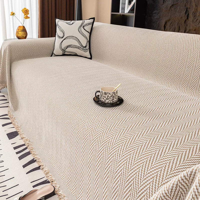 Striped Chenille Sofa Blanket – All-Season Soft & Breathable Throw