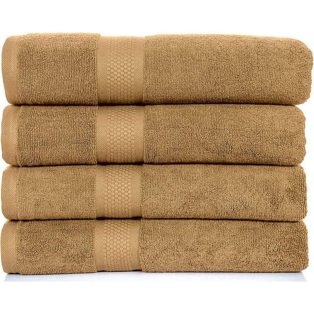 DSARD Bath Towels Set of 4, Spa Towels 100% Cotton, 600 GSM Bath Towels, Soft & Absorbent Bathroom Towels by DSARD - Beige - DSARD