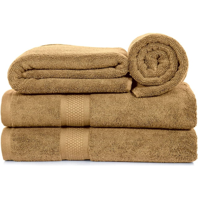 DSARD Bath Towels Set of 4, Spa Towels 100% Cotton, 600 GSM Bath Towels, Soft & Absorbent Bathroom Towels by DSARD - Beige