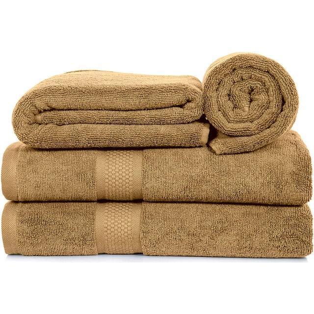 DSARD Bath Towels Set of 4, Spa Towels 100% Cotton, 600 GSM Bath Towels, Soft & Absorbent Bathroom Towels by DSARD - Beige - DSARD