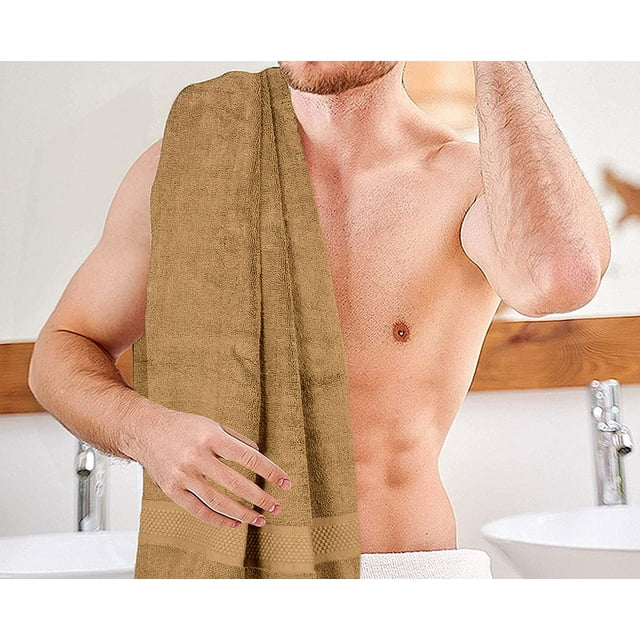 DSARD Bath Towels Set of 4, Spa Towels 100% Cotton, 600 GSM Bath Towels, Soft & Absorbent Bathroom Towels by DSARD - Beige