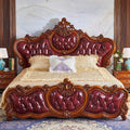 Elegant solid wood king size bed frame with modern minimalist design and natural wood finish in contemporary bedroom setting