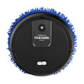 Robot vacuum cleaner with blue bristles on a white background