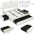 King size upholstered platform bed with USB charging in Black — modern bedroom