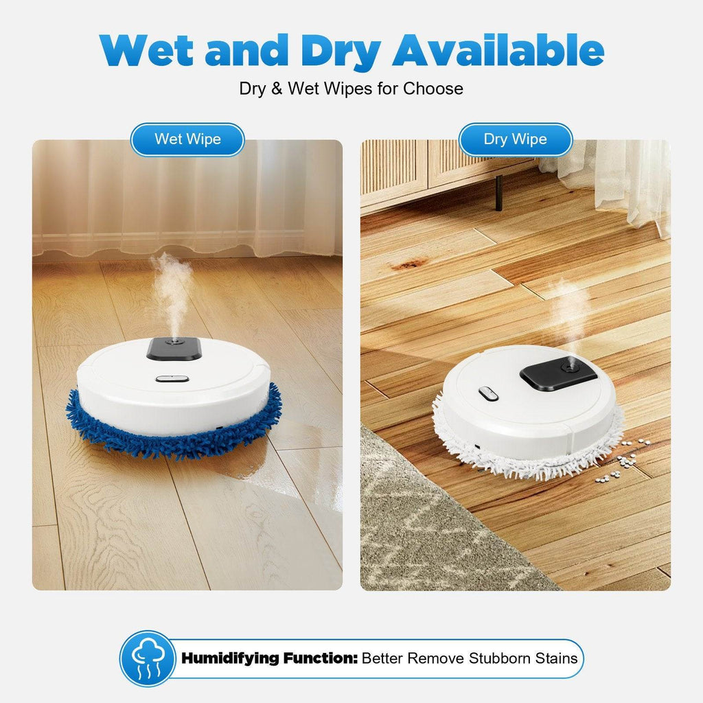 designed for hard floors, featuring built-in water tanks that spray mist to loosen stubborn stains while simultaneously sweeping and mopping