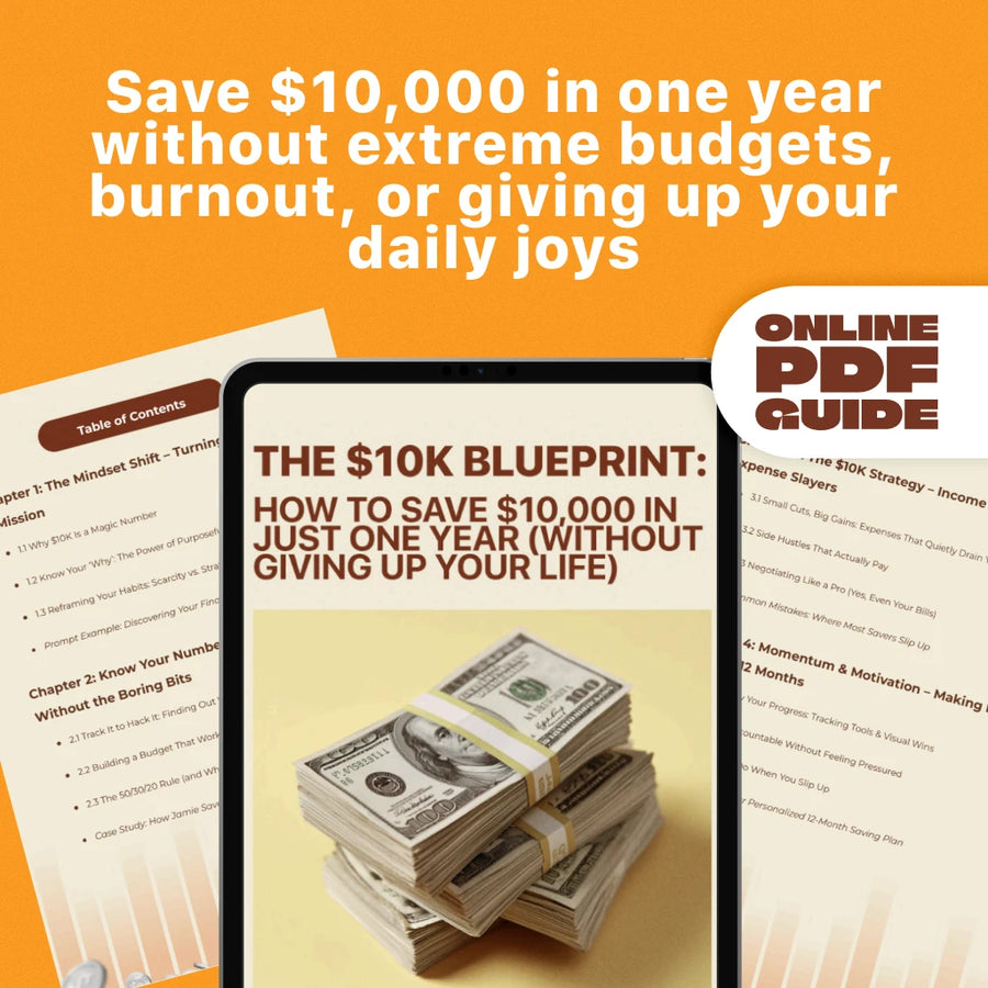 The $10K Blueprint: How to Save $10,000 in Just One Year (Without Giving Up Your Life) | Budget Guide, eBook for Saving Money, How to Save 10K in a Year, Digital Download