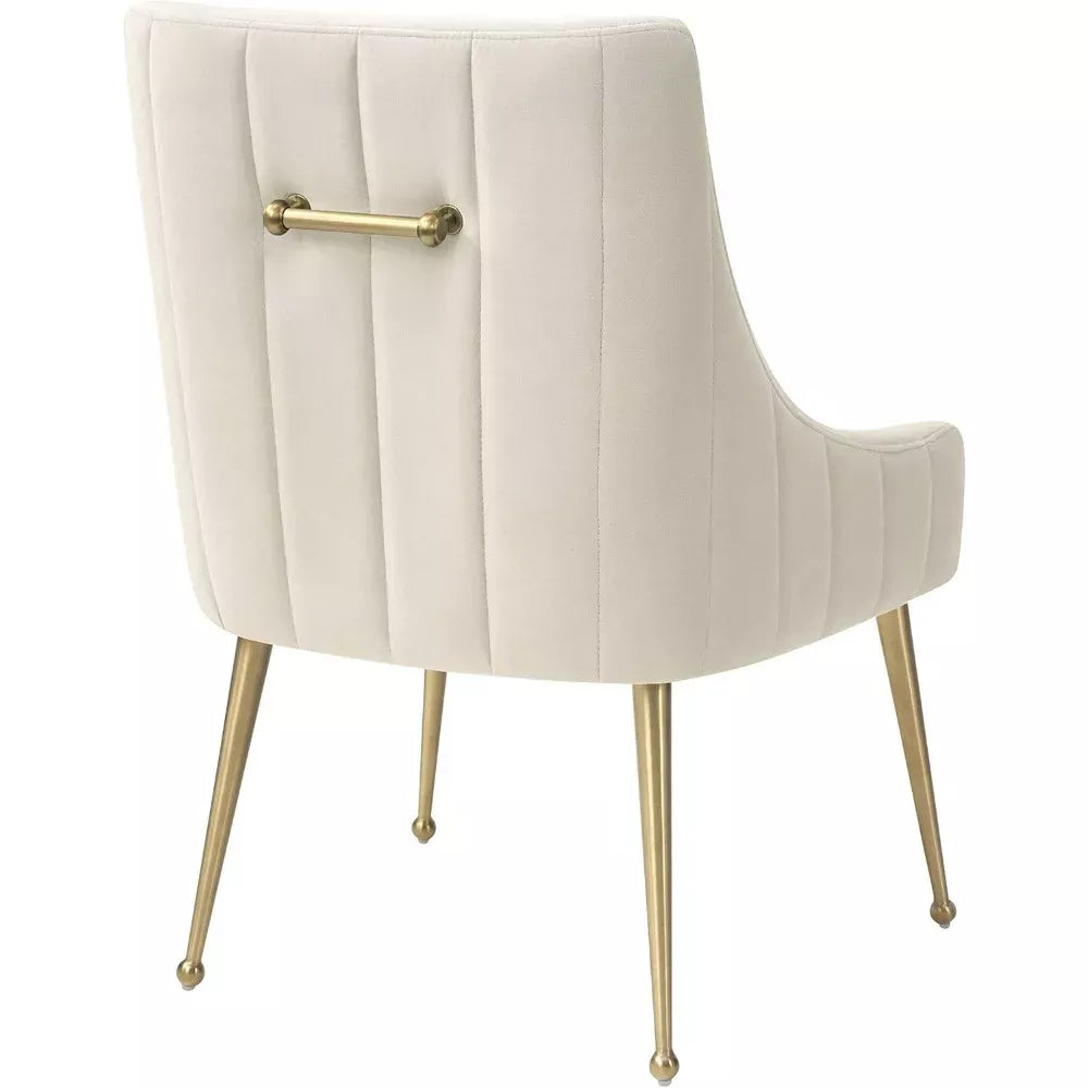 Modern Velvet Dining Chair with Brushed Gold Legs & Stainless Steel Handle - DSARD