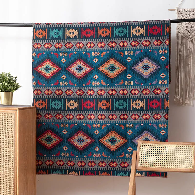 Boho Jacquard Fabric Cloth – Ethnic Style Curtain, Tablecloth & Sofa Cover (59x39in)