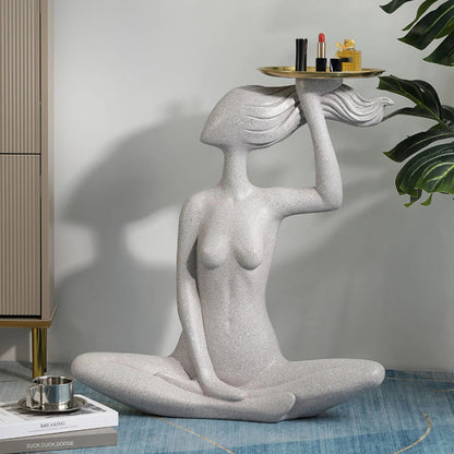 Nordic Modern Artistic Woman Tray Sculpture for Home Decor - DSARD