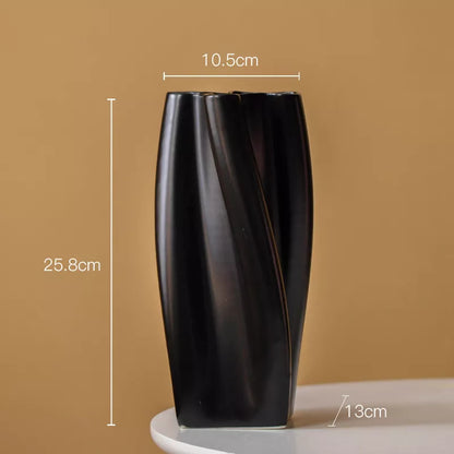 Ceramic Vase with Curved Lines – Green, Pink & Orange Tabletop Centerpiece