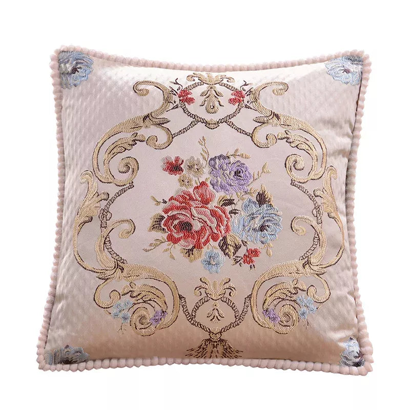 Classic Jacquard Floral Decorative Cushion Cover 18x18in for Sofa & Home