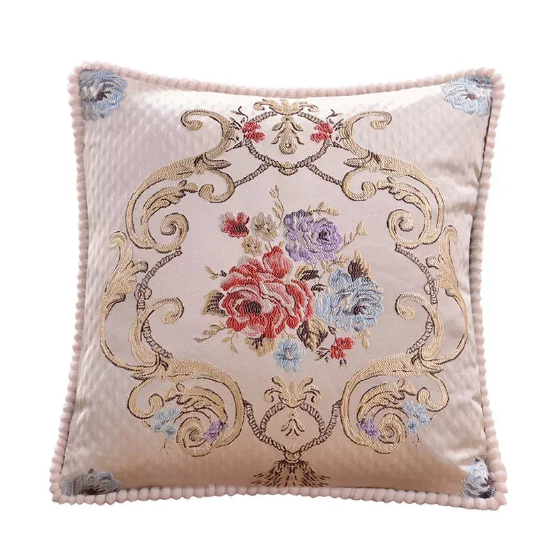 Classic Jacquard Floral Decorative Cushion Cover 18x18in for Sofa & Home - DSARD