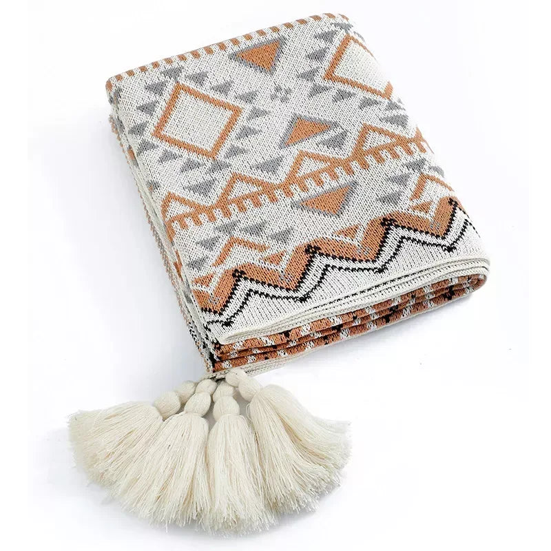 Bohemian Navajo Sun Knitted Throw Blanket – Air Conditioning Sofa Cover & Winter Bedspread - DSARD