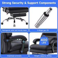 Ergonomic Office Chair with Footrest, Lumbar Support, PU Leather, 400LBS Capacity - DSARD - DSARD
