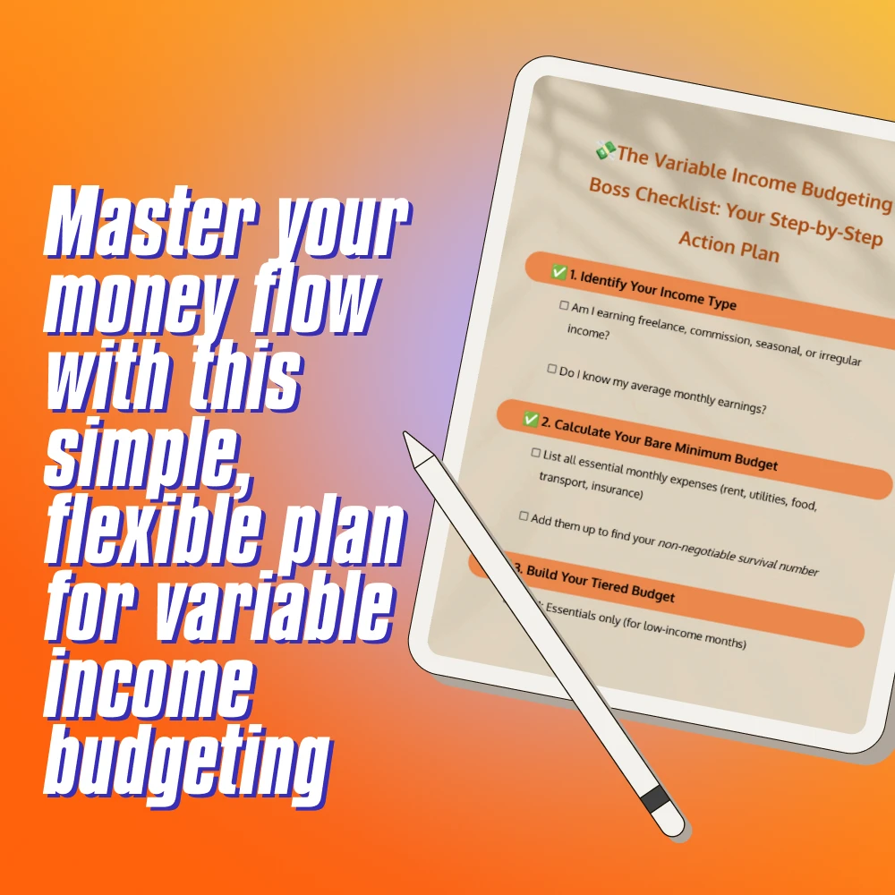 The Variable Income Budgeting Boss Checklist: Your Step-by-Step Action Plan | How to Budget with Variable Income | Digital Download PDF