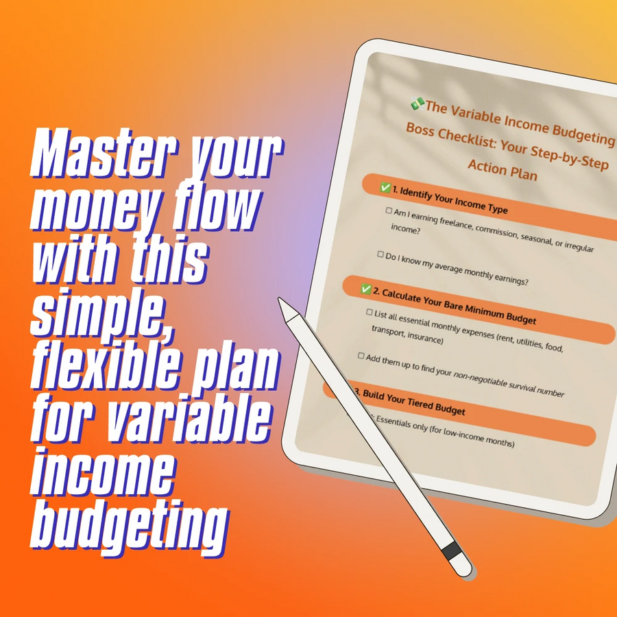 The Variable Income Budgeting Boss Checklist: Your Step-by-Step Action Plan | How to Budget with Variable Income | Digital Download PDF