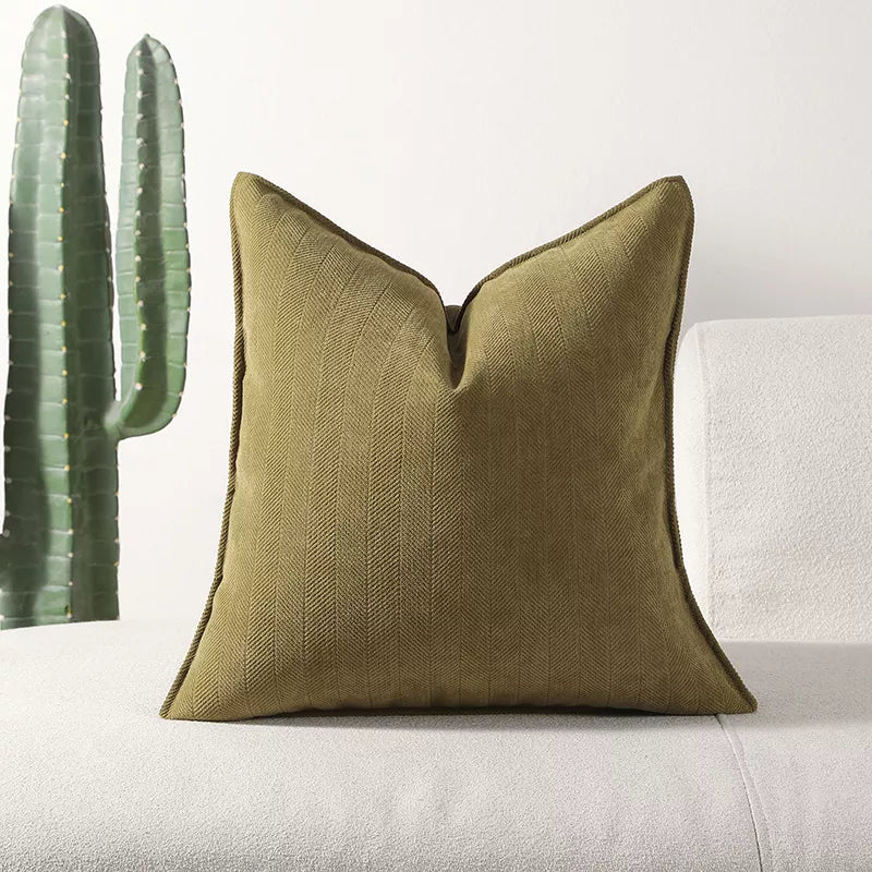 Soft Chenille Herringbone Throw Pillow Cover – Solid Color Decorative Cushion Case