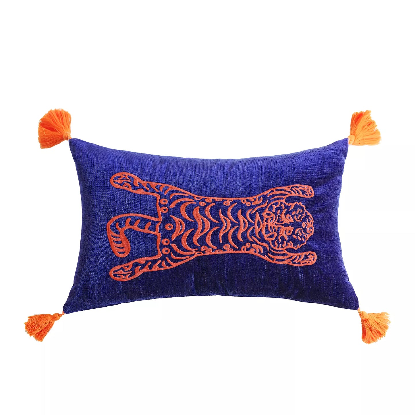 Retro Tiger Embroidered Velvet Cushion Cover