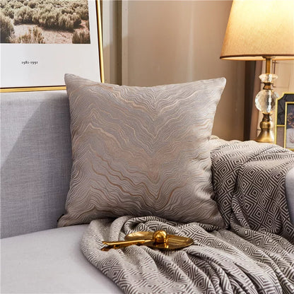 Luxury Gold Jacquard Throw Pillow Cover 18×18 – Elegant Textured Cushion Case