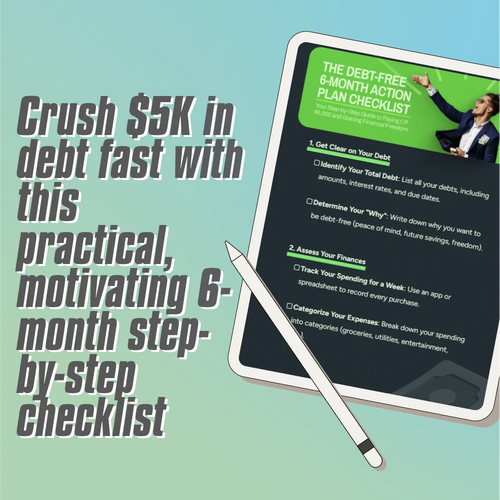 The Debt-Free 6-Month Action Plan Checklist | How to Pay Off $5000 in Debt in 6 Months | Printable Debt Tracker & Budget Plan PDF