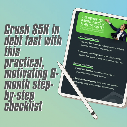 The Debt-Free 6-Month Action Plan Checklist | How to Pay Off $5000 in Debt in 6 Months | Printable Debt Tracker & Budget Plan PDF