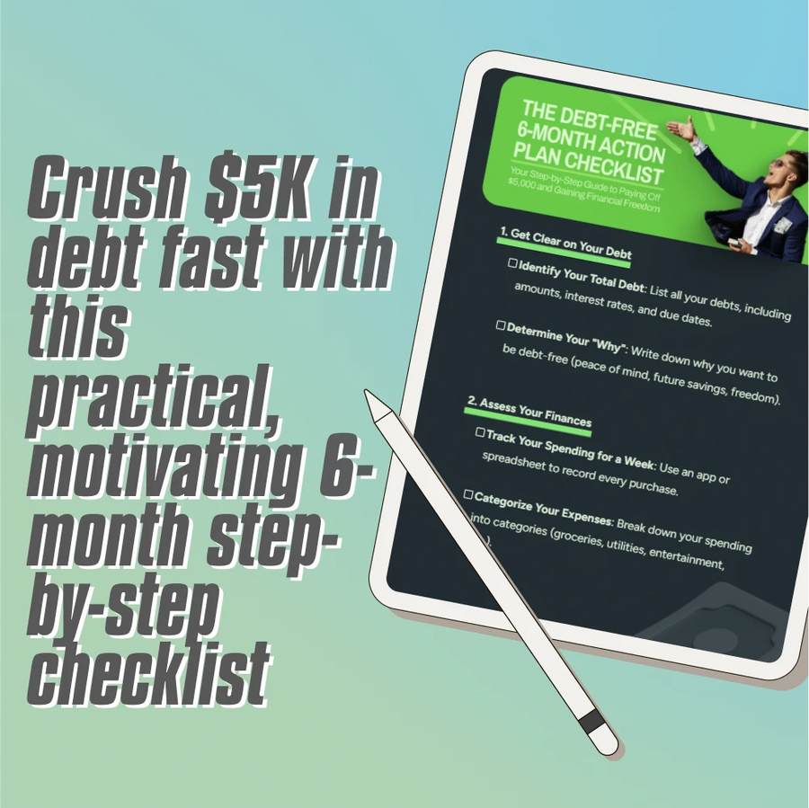 The Debt-Free 6-Month Action Plan Checklist | How to Pay Off $5000 in Debt in 6 Months | Printable Debt Tracker & Budget Plan PDF