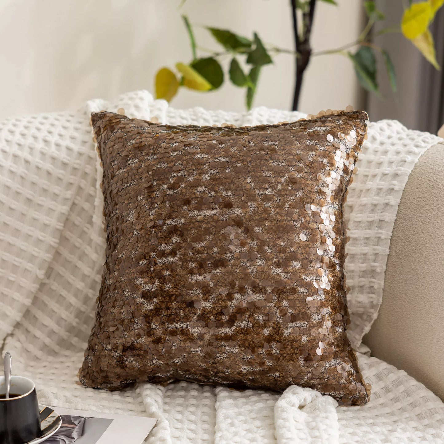 Luxury Sequin Tassel Throw Pillow Cover