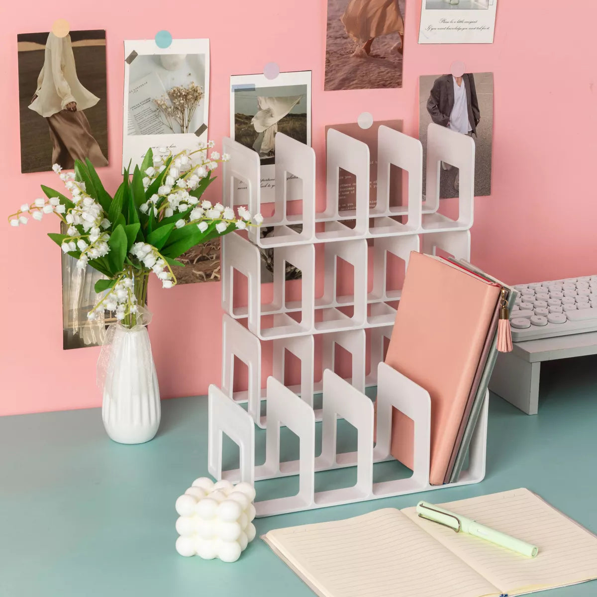 Adjustable Metal Bookend Desktop Organizer and Book Stand