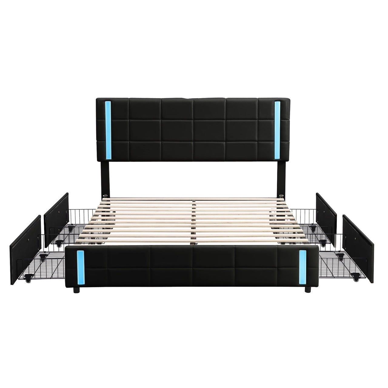 Queen Platform Bed with LED Lights – Modern Upholstered Bedroom