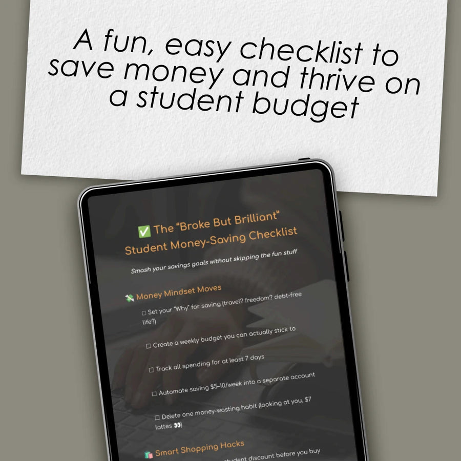 The “Broke But Brilliant” Student Money-Saving Checklist | Digital Download | How Can I Save Money As a Student Printable Guide