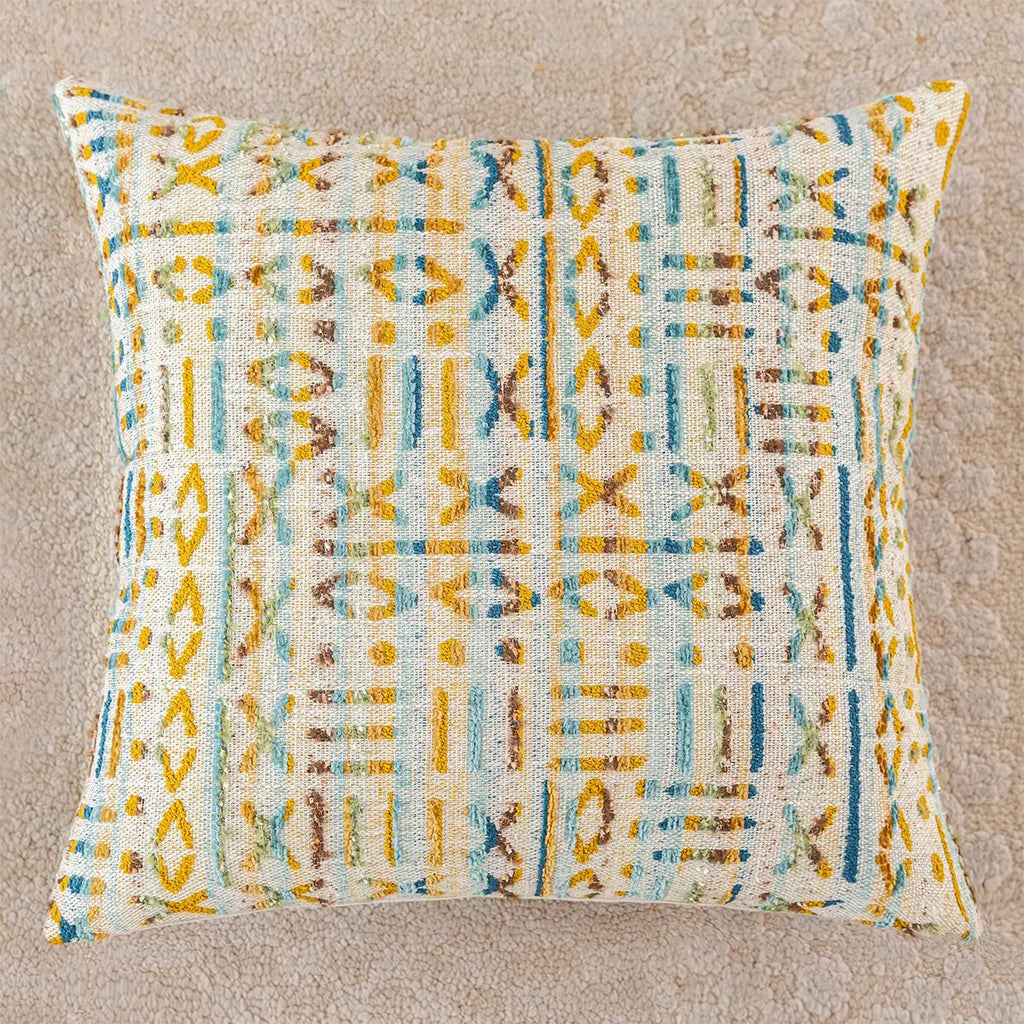 Bohemian Plush Throw Pillow Cover 18×18″ – Geometric Stamped Cushion Case - DSARD