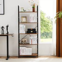 5 Tier Modern Bookshelf - Space-Saving Corner Storage Organizer for Home & Office