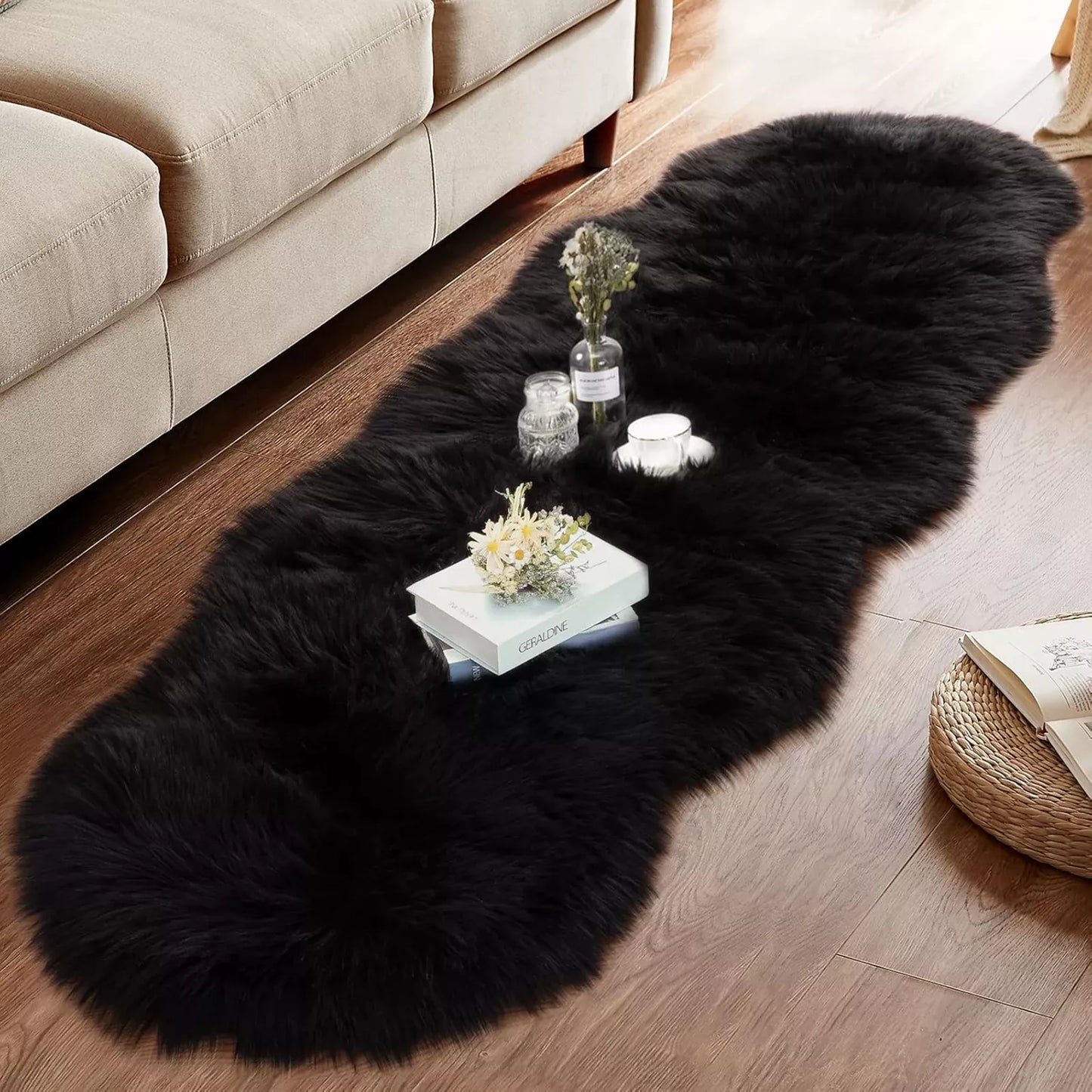 White Faux Sheepskin Fuzzy Rug