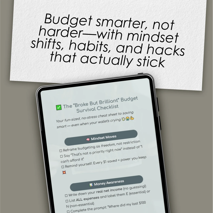 The “Broke But Brilliant” Budget Survival Checklist | How to Save Money on a Tight Budget | Printable Digital Download