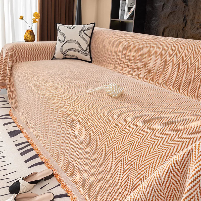 Striped Chenille Sofa Blanket – All-Season Soft & Breathable Throw