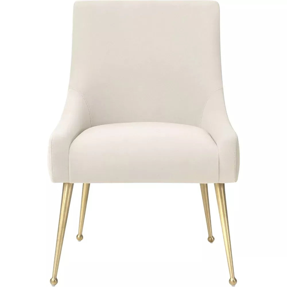 Modern Velvet Dining Chair with Brushed Gold Legs & Stainless Steel Handle - DSARD
