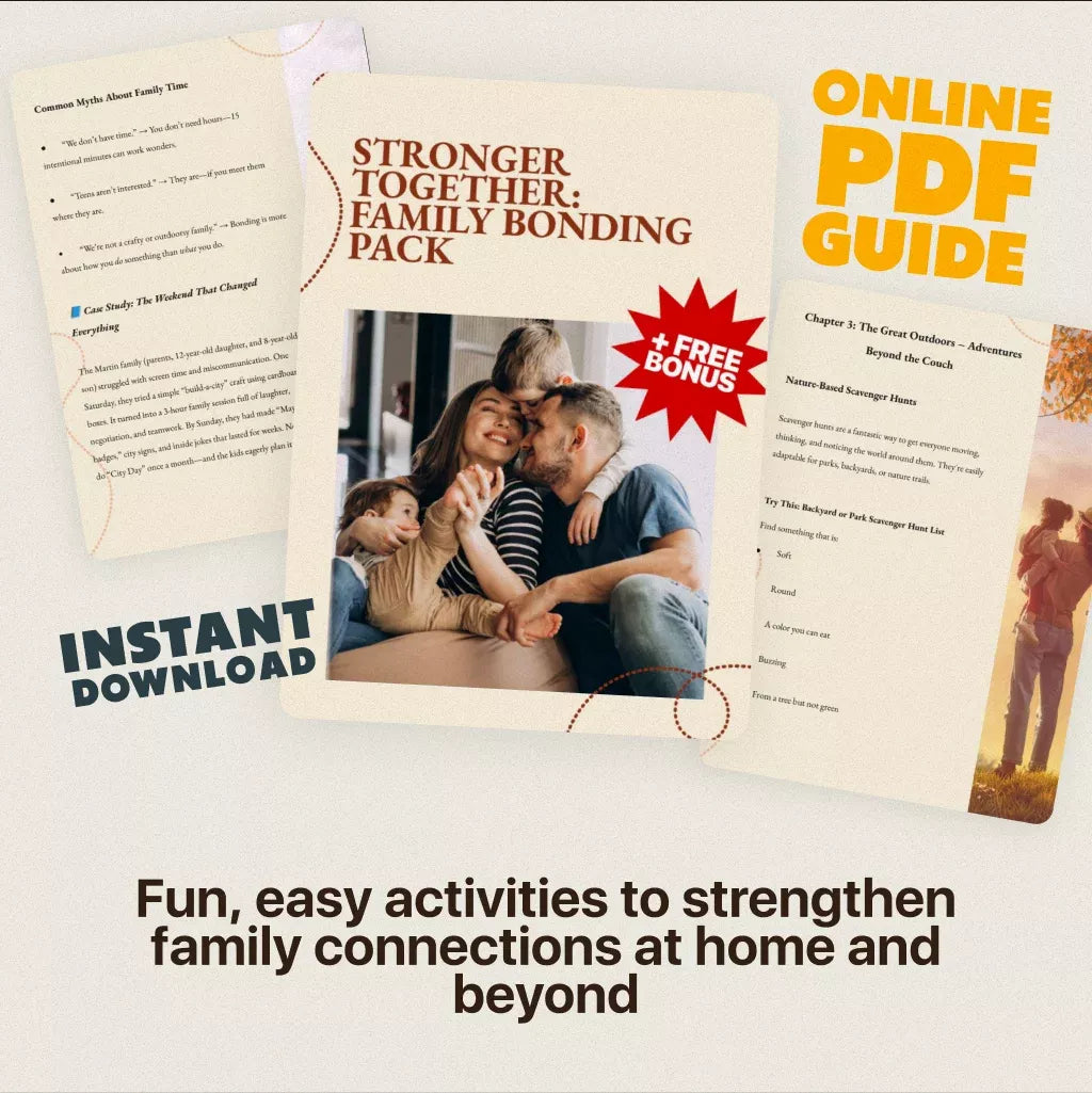 Stronger Together: Family Bonding Pack | Digital Family Activities Guide for Kids & Parents | Printable At-Home & Outdoor Connection Activities | Family Time Checklist & eBook