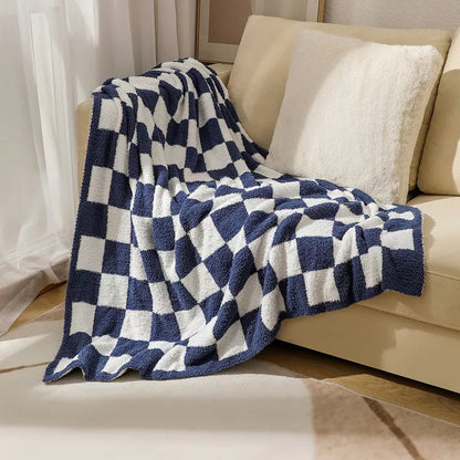 Checkerboard Plush Throw Blanket